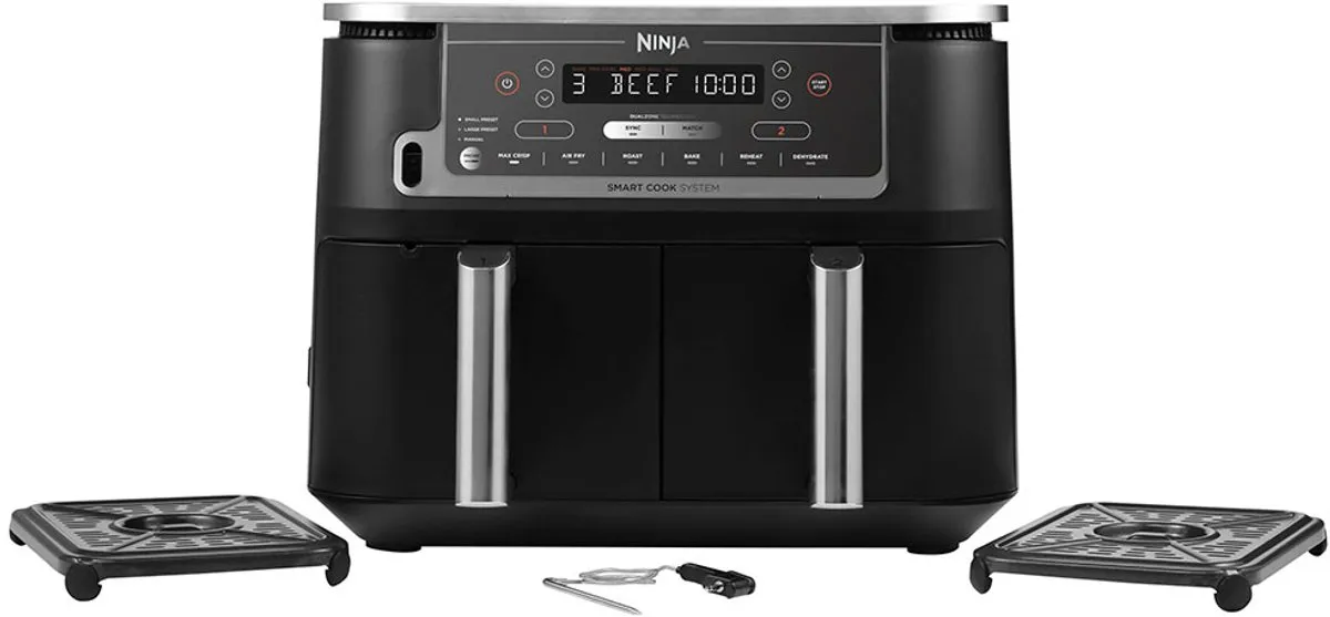 Ninja AF451EU Dubbele Airfryer XXL - Twee Kookvakken - 9.5 Liter - Digitale Thermometer - 2470 Watt - Dual Zone Technologie