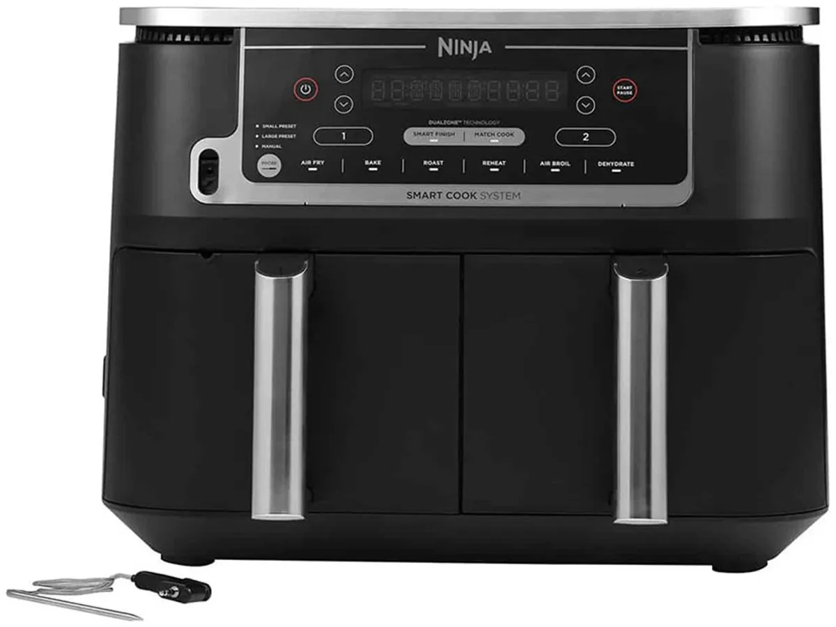 Ninja AF451EU Dubbele Airfryer XXL - Twee Kookvakken - 9.5 Liter - Digitale Thermometer - 2470 Watt - Dual Zone Technologie