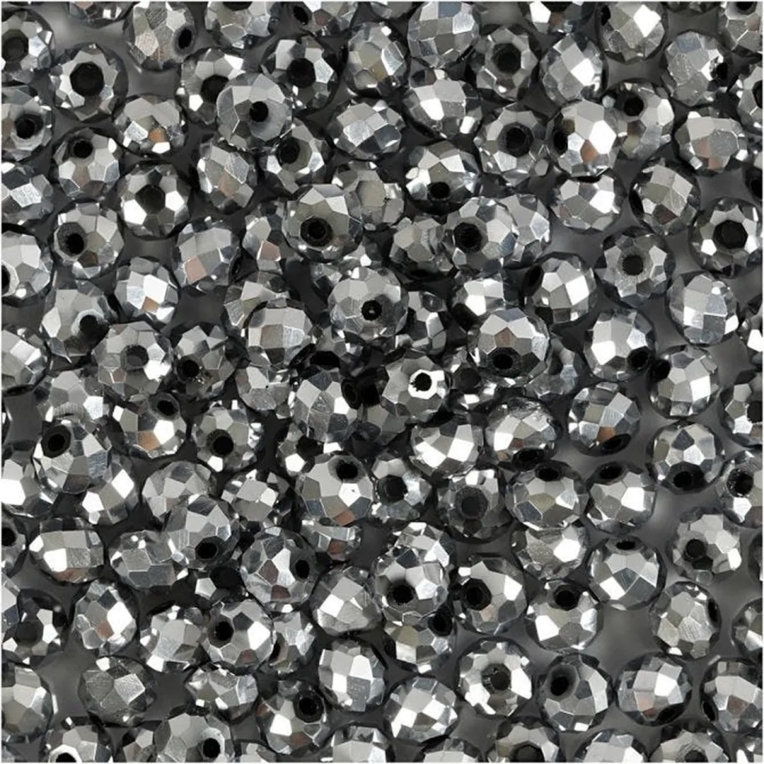 Creativ Company Glas Facet Kralen 3x4mm Metallic Grijs