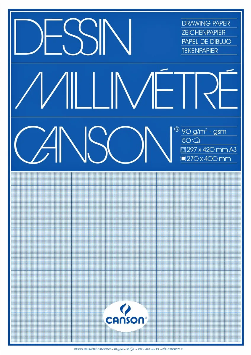 Canson Millimeterblok A3 90g Lichtblauw