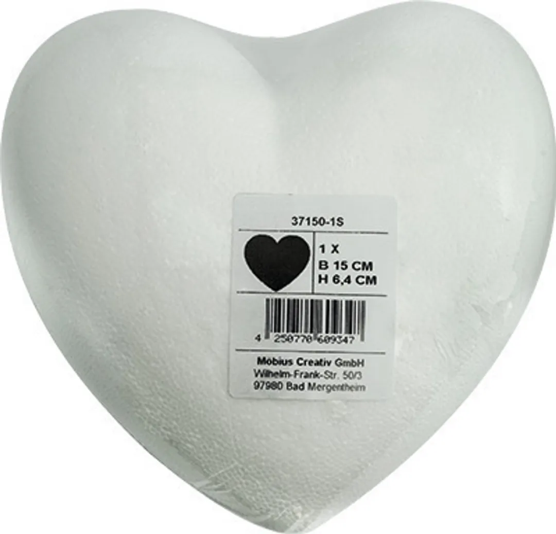 Rayher Piepschuim Hart 15cm - 2 Stuks Wit