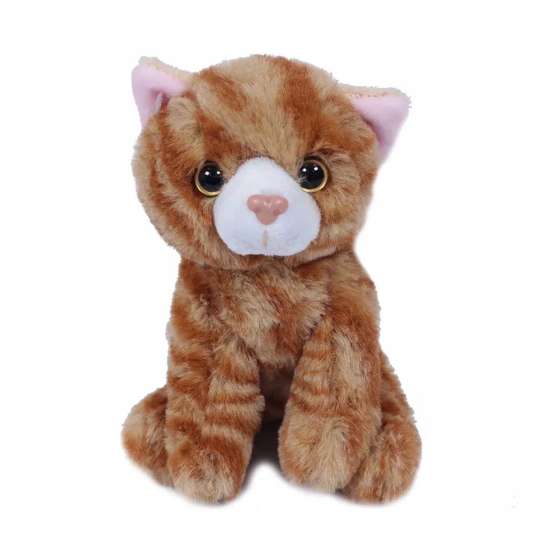 PIA Soft Toys Kat Knuffels - 2 Stuks 14cm - Bruin/Grijs