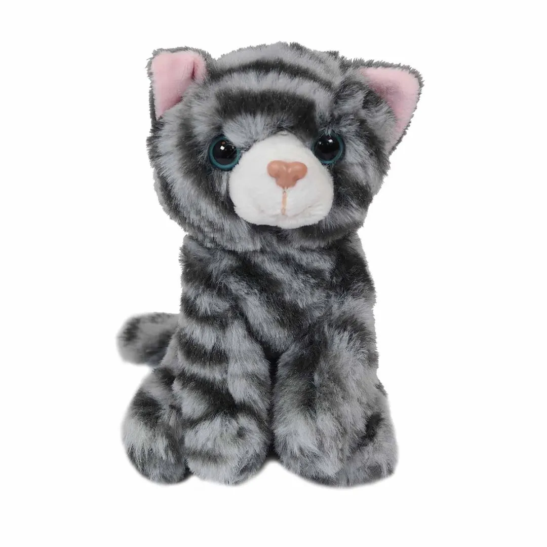 PIA Soft Toys Kat Knuffels - 2 Stuks 14cm - Bruin/Grijs