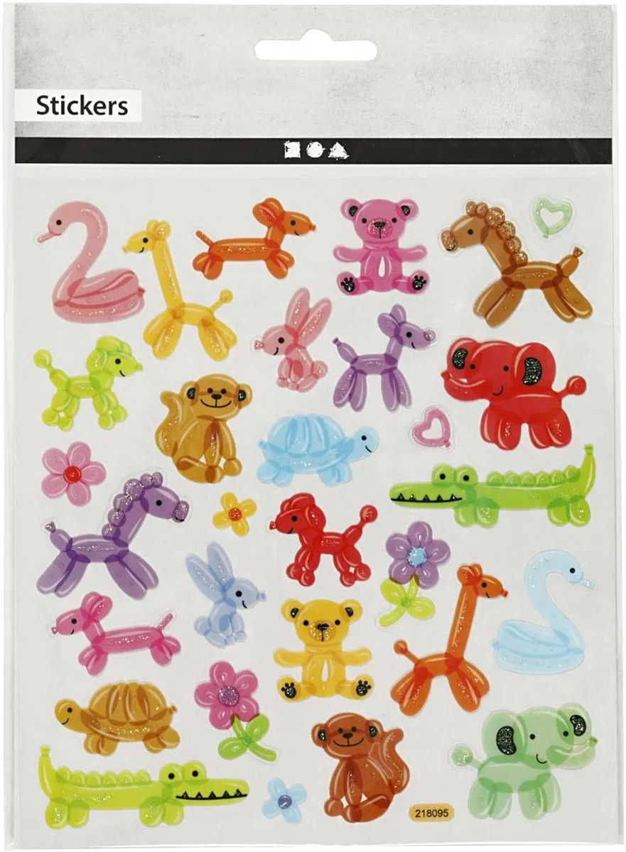 Creativ Company Stickers Ballon Dieren - 1 Vel - 15x16,5cm