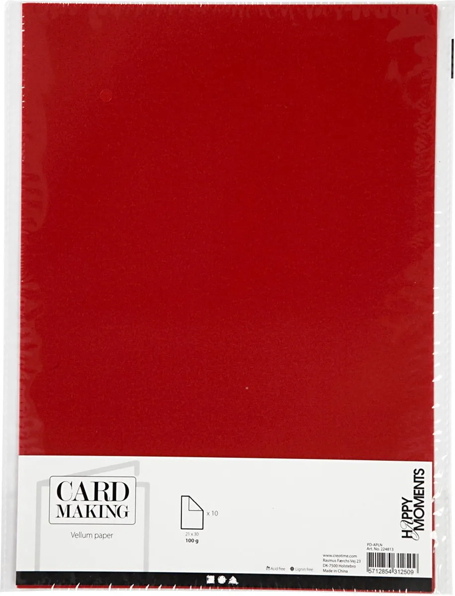 Creativ Company Kunstpapier A4 - Rood - 10 Vel - afbeelding 6 van 6