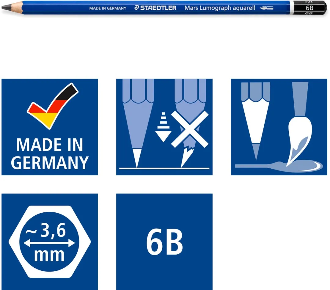 STAEDTLER Mars Lumograph Aquarel Potlood - Set 6 Stuks