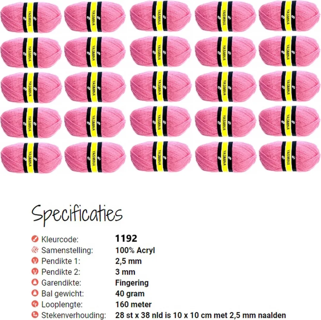 Scheepjes Yasmina 1192 Roze Wol - 25x40g