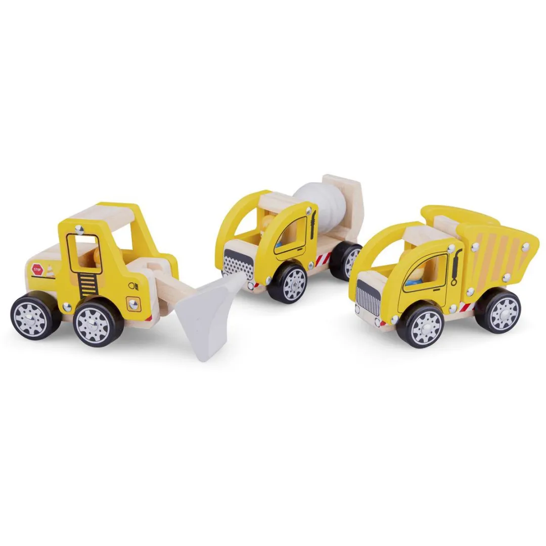 New Classic Toys Houten Bouwvoertuigen 3 Stuks