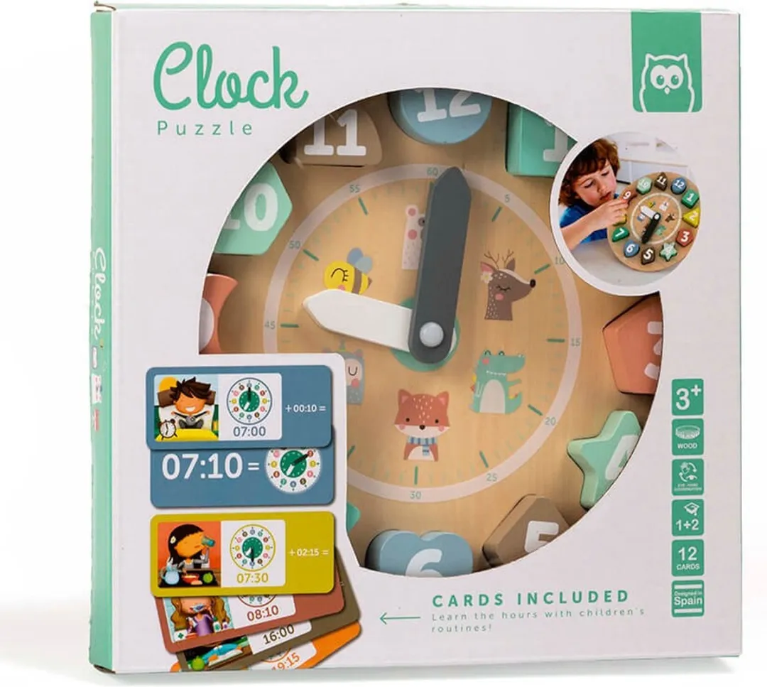 Eurekakids Houten Klok met Kaarten - Pastel