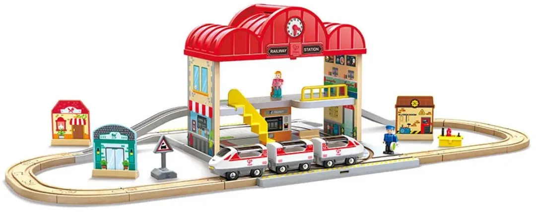 Hape E3877 Draagbare Treinstationset