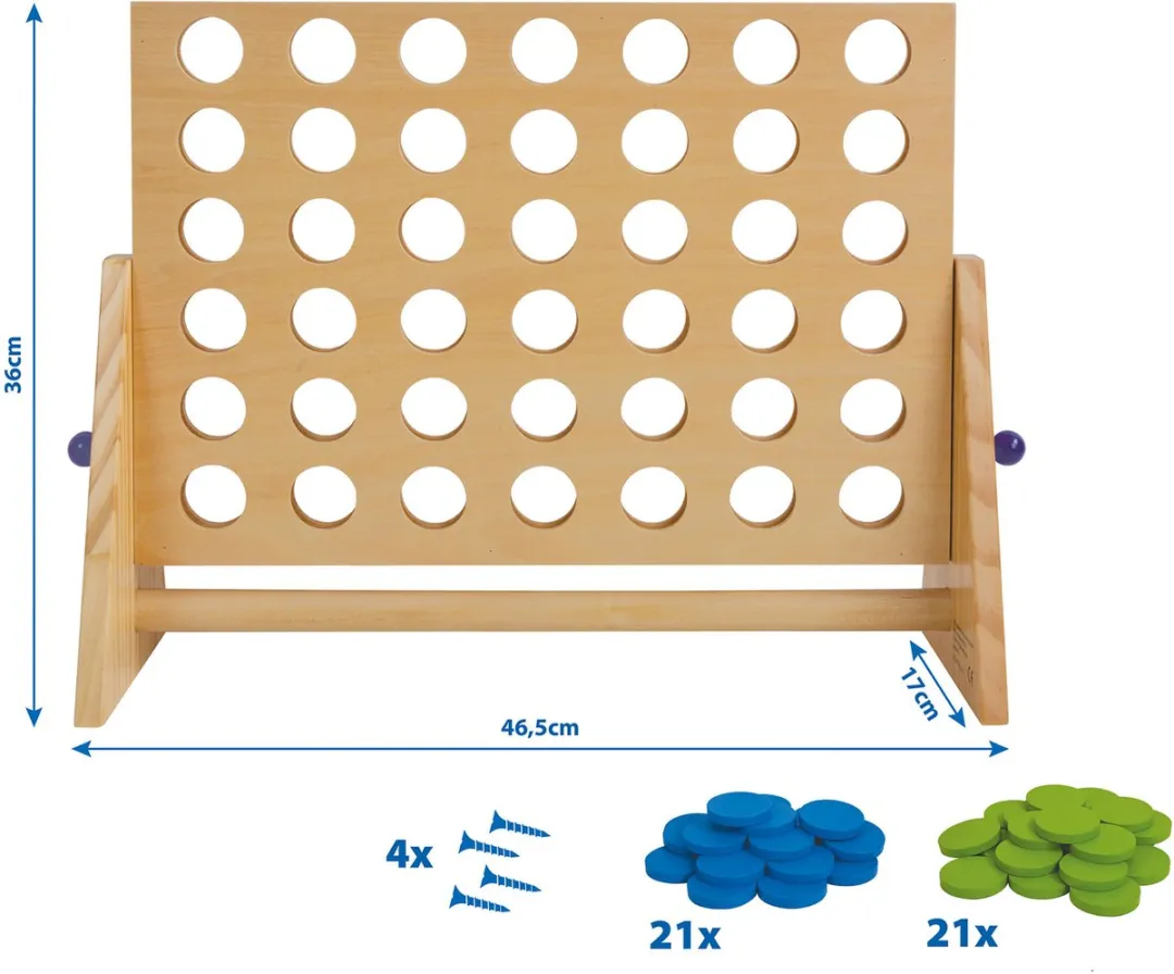 Schildkröt 4 op een rij XXL Houten Spel - Multicolor