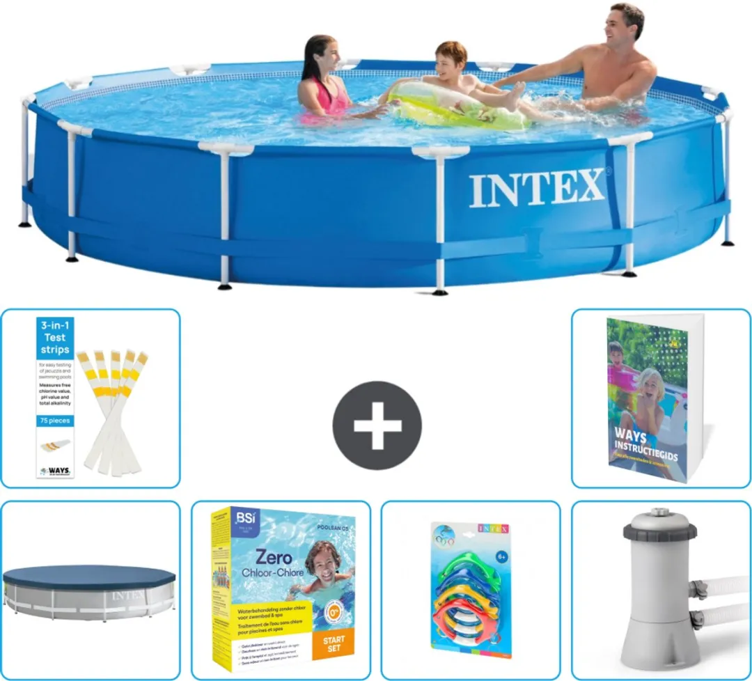 Intex 28210NP-Blauw Rond Frame Zwembad 366x76cm