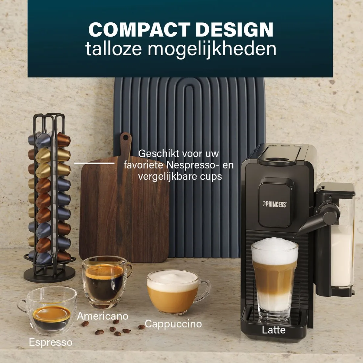 Princess Capsule Koffiemachine 249455 - Nespresso - 3 Programma's - 1400W - Multicolor