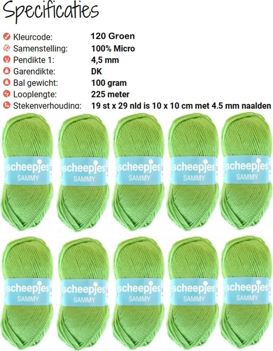 Scheepjes Sammy 120 Groen - 10 Bollen 100g
