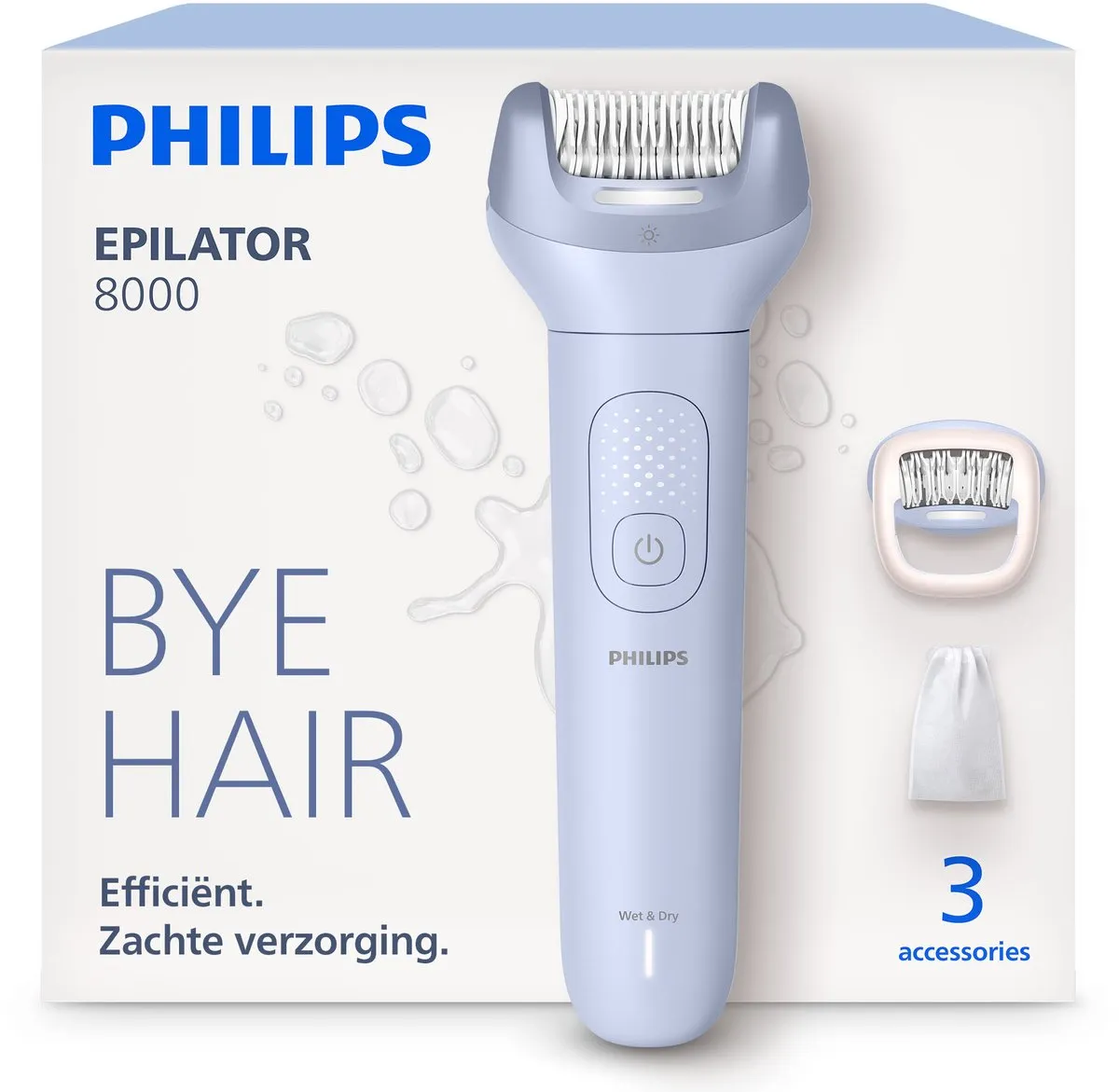 Philips Series 8000 BRE708/00 Epilator - Draadloos - 60 min - Lichtblauw