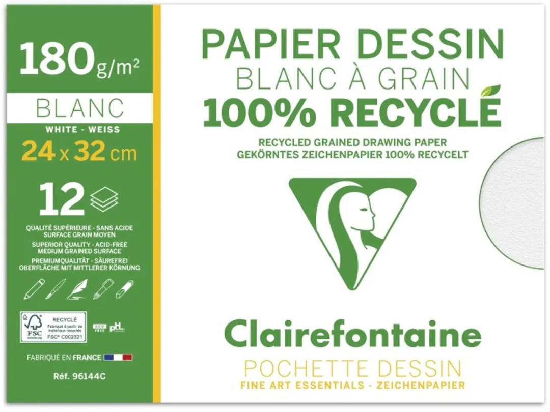 Clairefontaine Tekenpapier Blanc à Grain 24,5x32cm