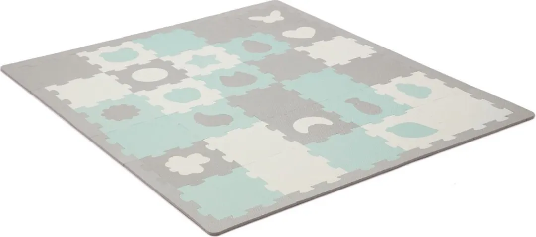 KinderKraft LUNO SHAPES 3D Schuimmat Puzzelmat 185x165cm - 30 Stuks - Geel