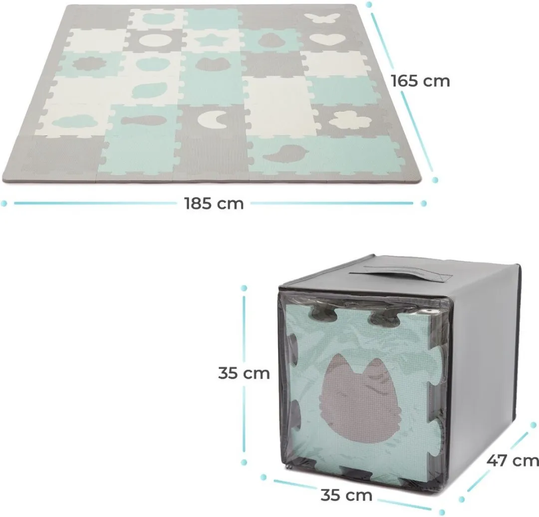 KinderKraft LUNO SHAPES 3D Schuimmat Puzzelmat 185x165cm - 30 Stuks - Geel