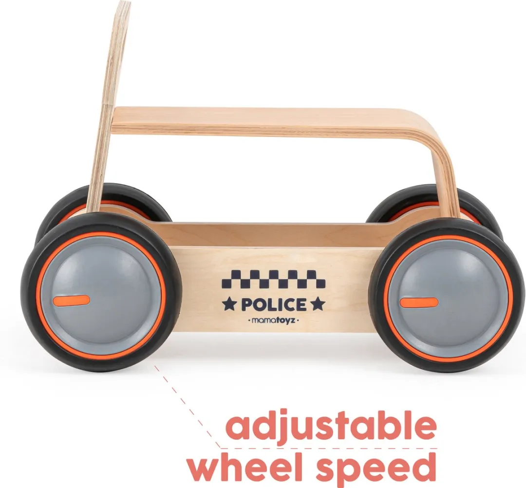 Mamatoyz Politie Loopwagen - 4 Wielen - Hout naturel - afbeelding 4 van 6