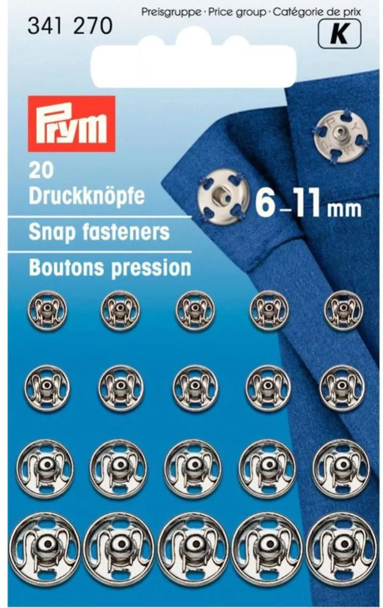 Prym Drukker 6-11mm - Zilverkleurig