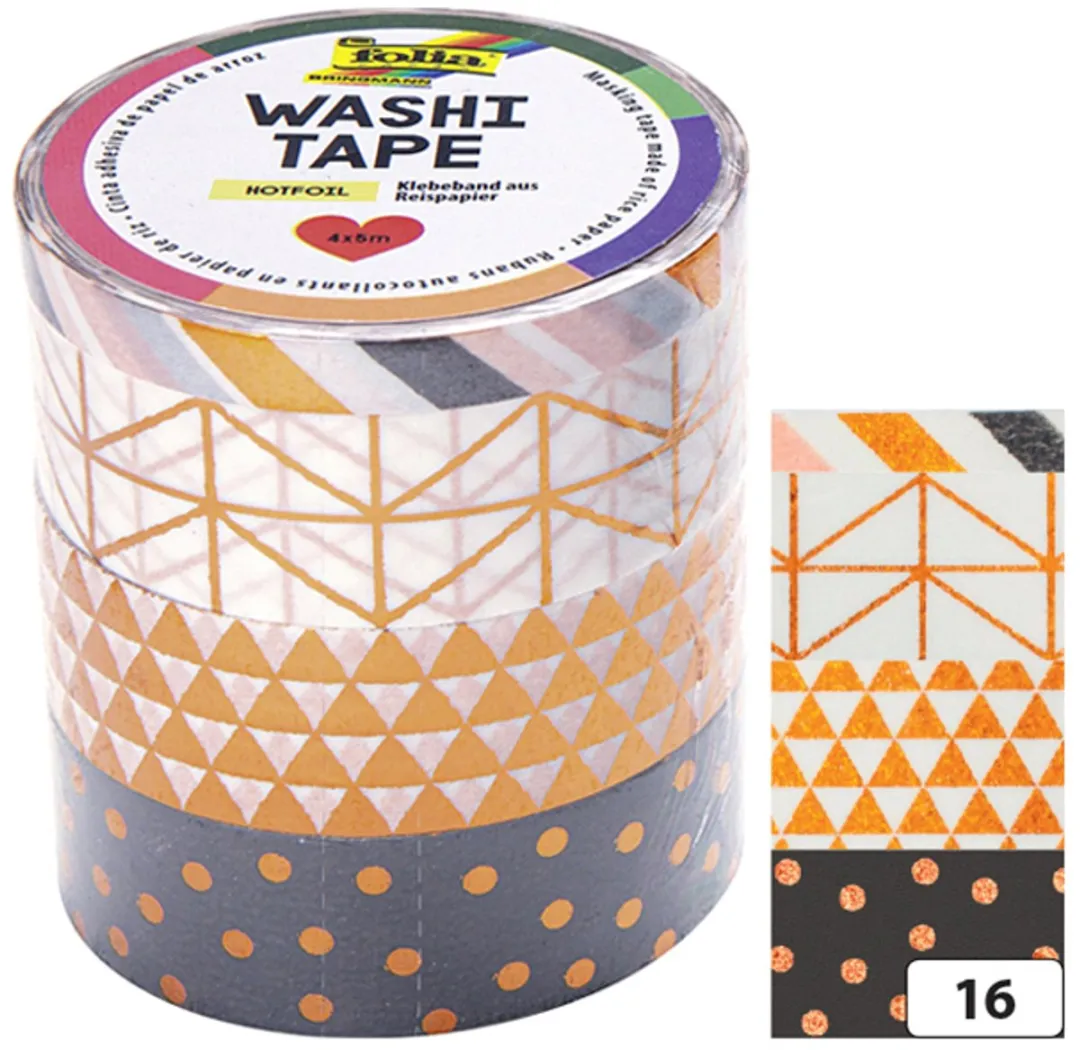 Folia Washi Tape Rood - 4 Stuks