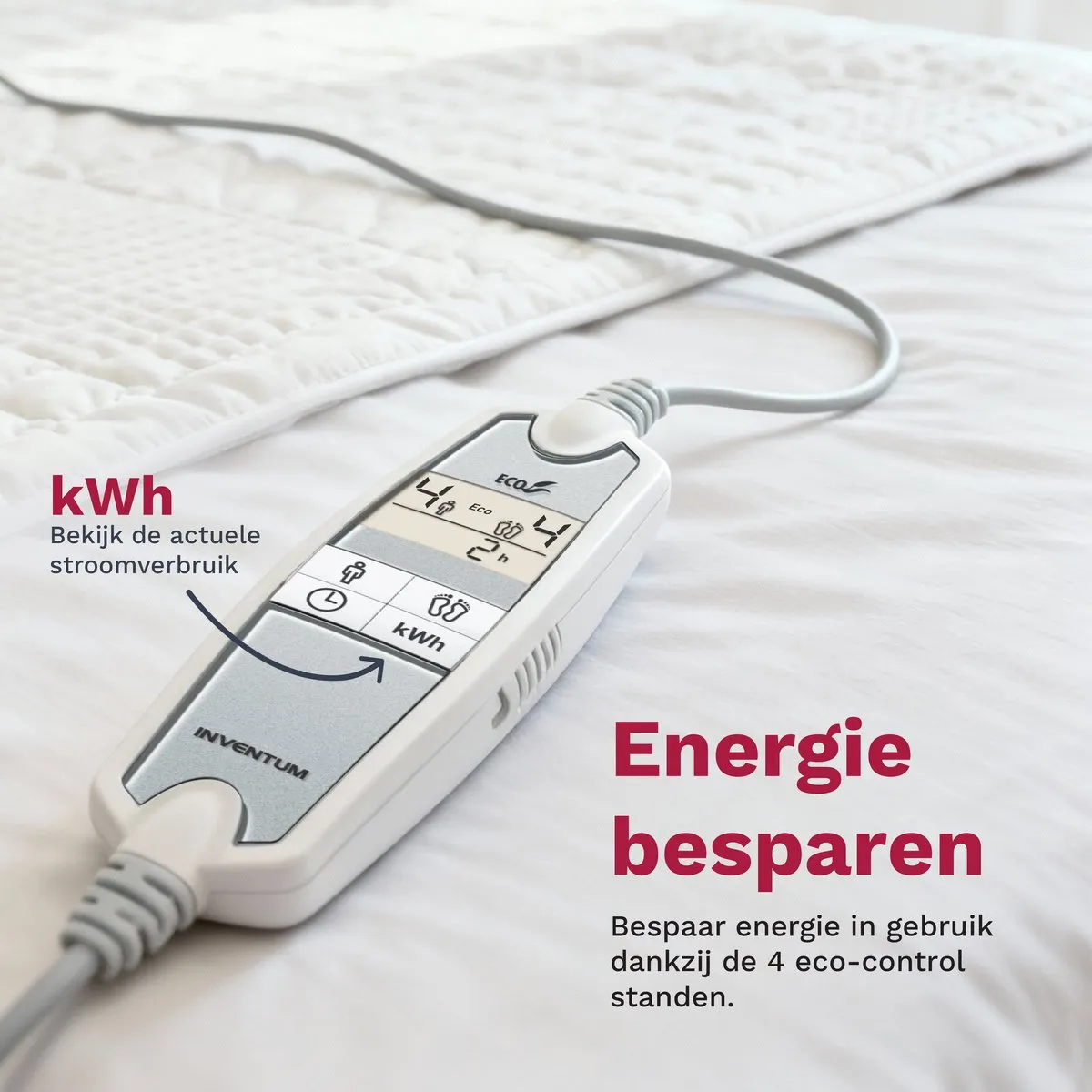 Inventum HN197V Elektrische Onderdeken 160x80cm - 9 Warmtestanden - Wit