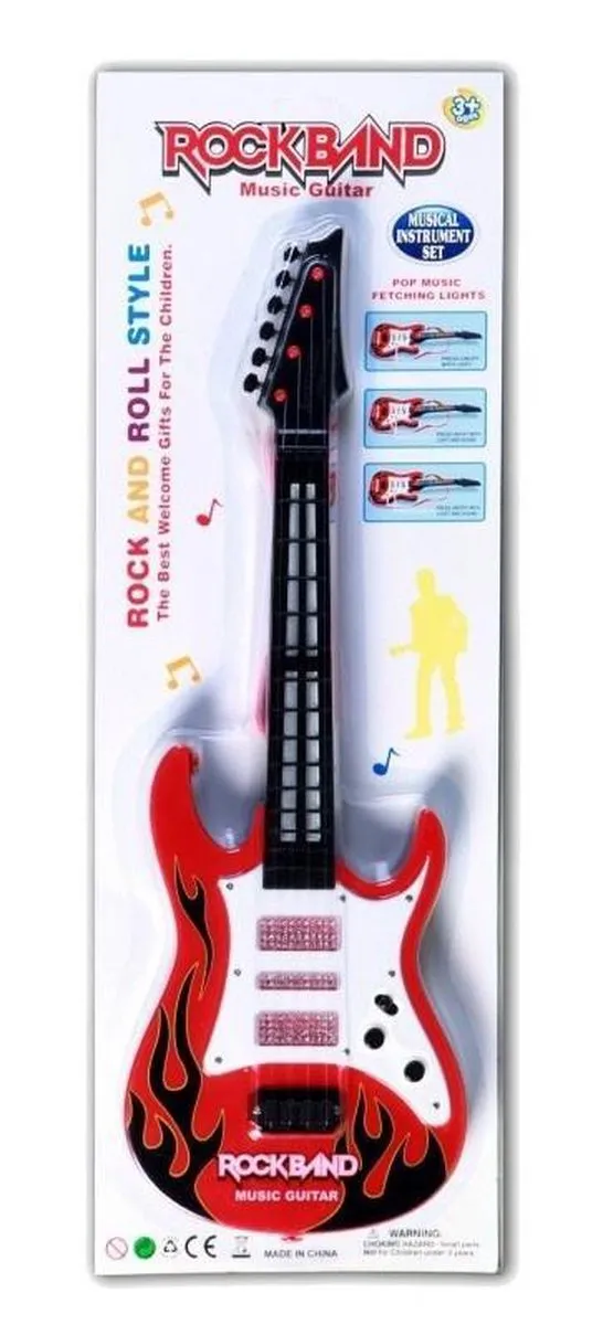 Jonotoys Rockband Gitaar 52cm - Rood/Zwart - afbeelding 2 van 6