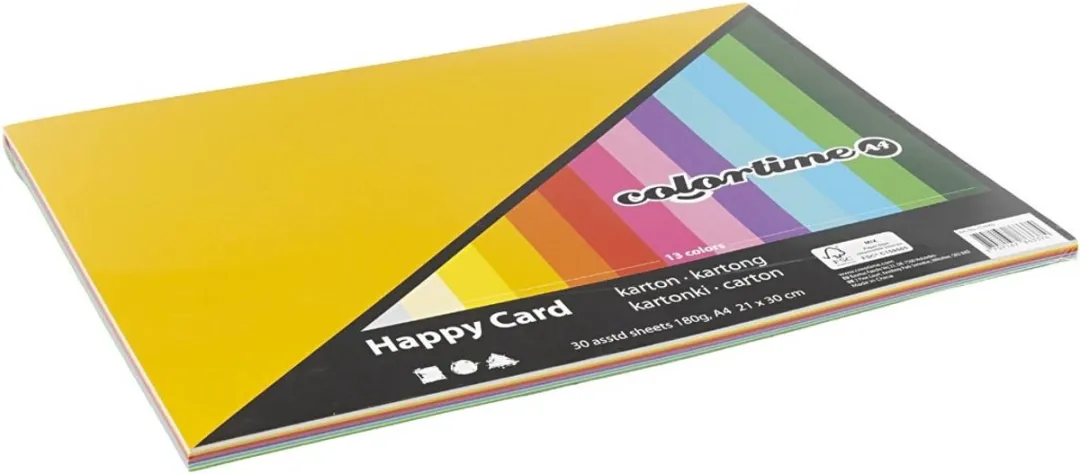 Colortime Karton A4 Multicolor - 30 Vellen