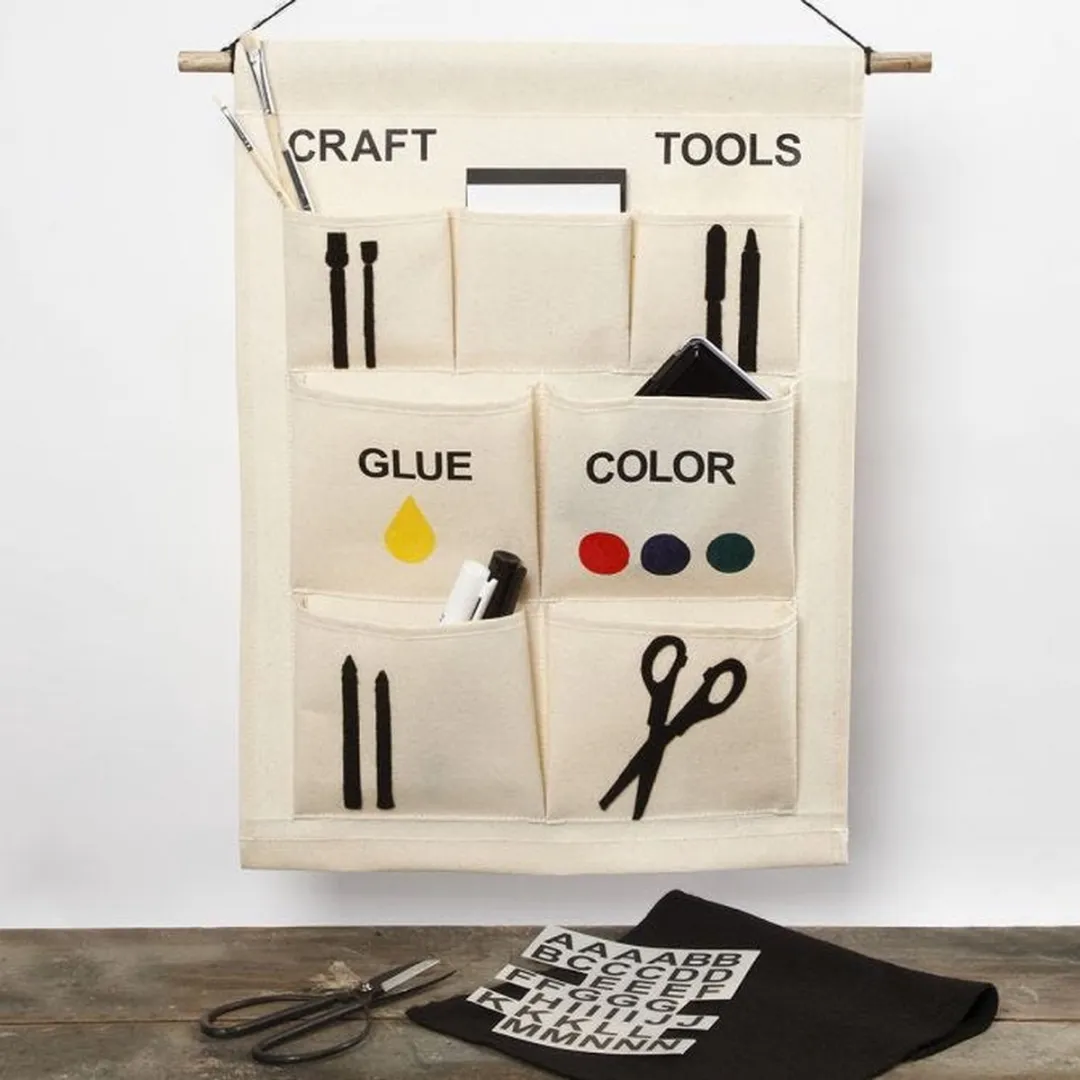 Creativ Company Katoen Canvas Hangende Organizer 34x46cm - 7 Vakken - Multicolor
