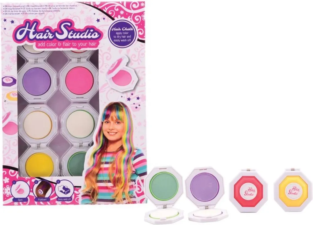 Johntoy Haarkrijt Set 4-delig - 30ml - Multicolor