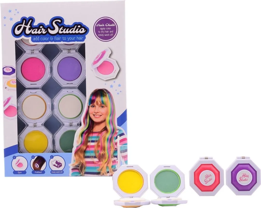 Johntoy Haarkrijt Set 4-delig - 30ml - Multicolor