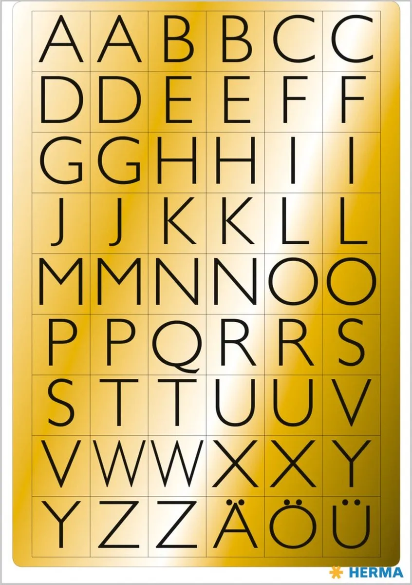 Herma Alfabet Stickers 432 Stuks - A-Z Zwart/Goud 13x12mm