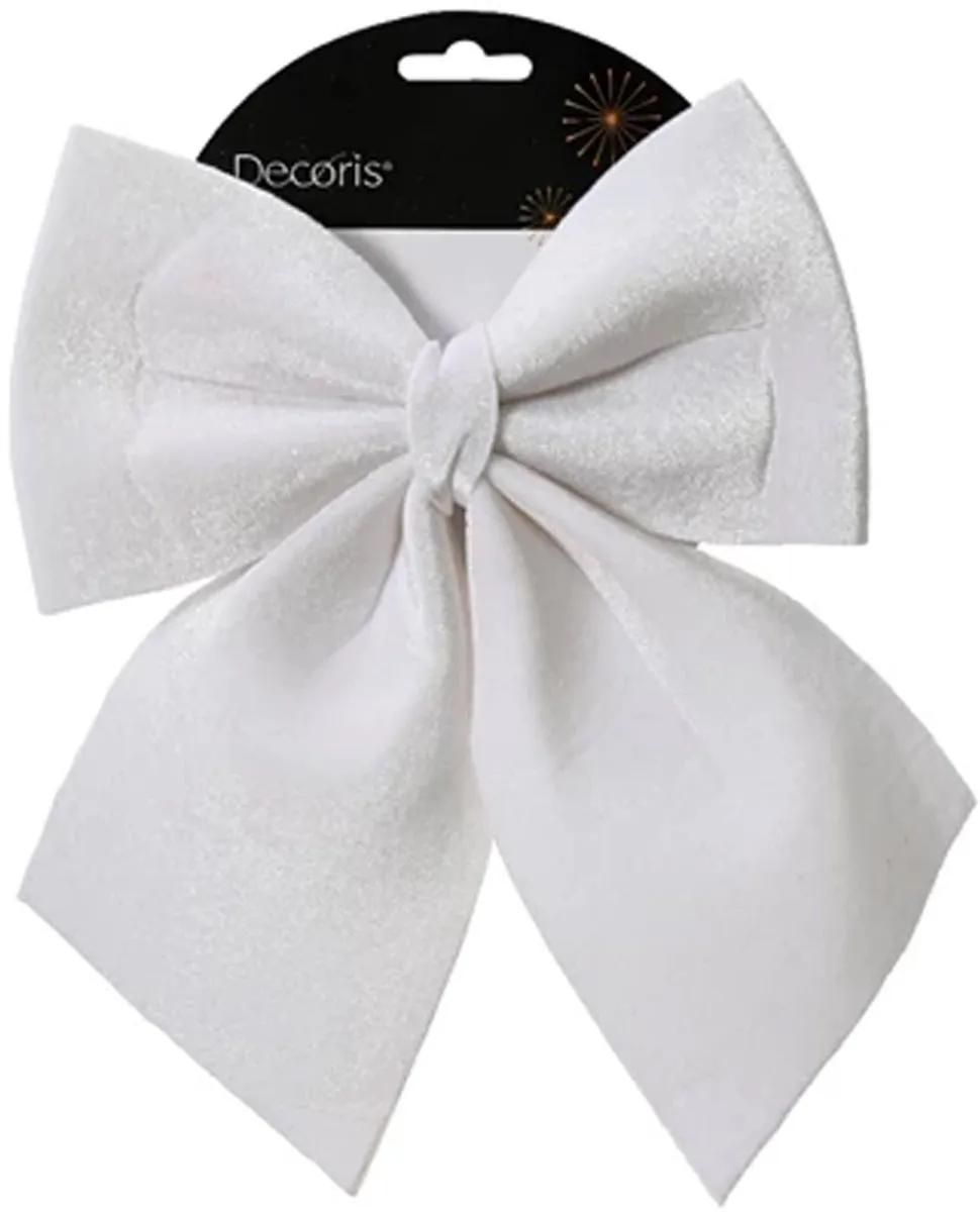 Decoris Witte Glanzende Strik 24cm - 3 Stuks