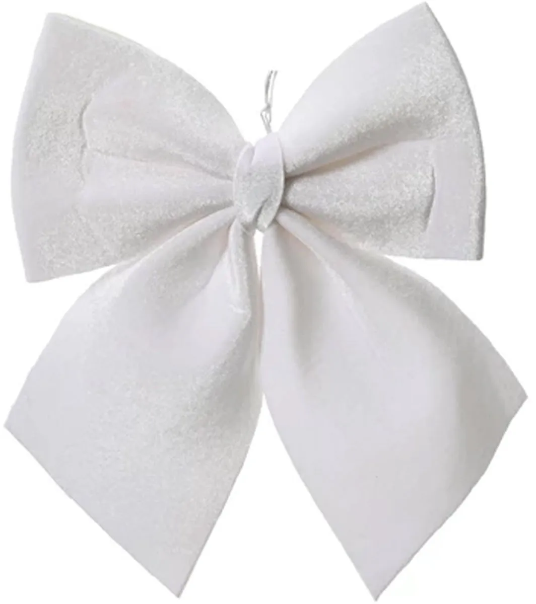 Decoris Witte Glanzende Strik 24cm