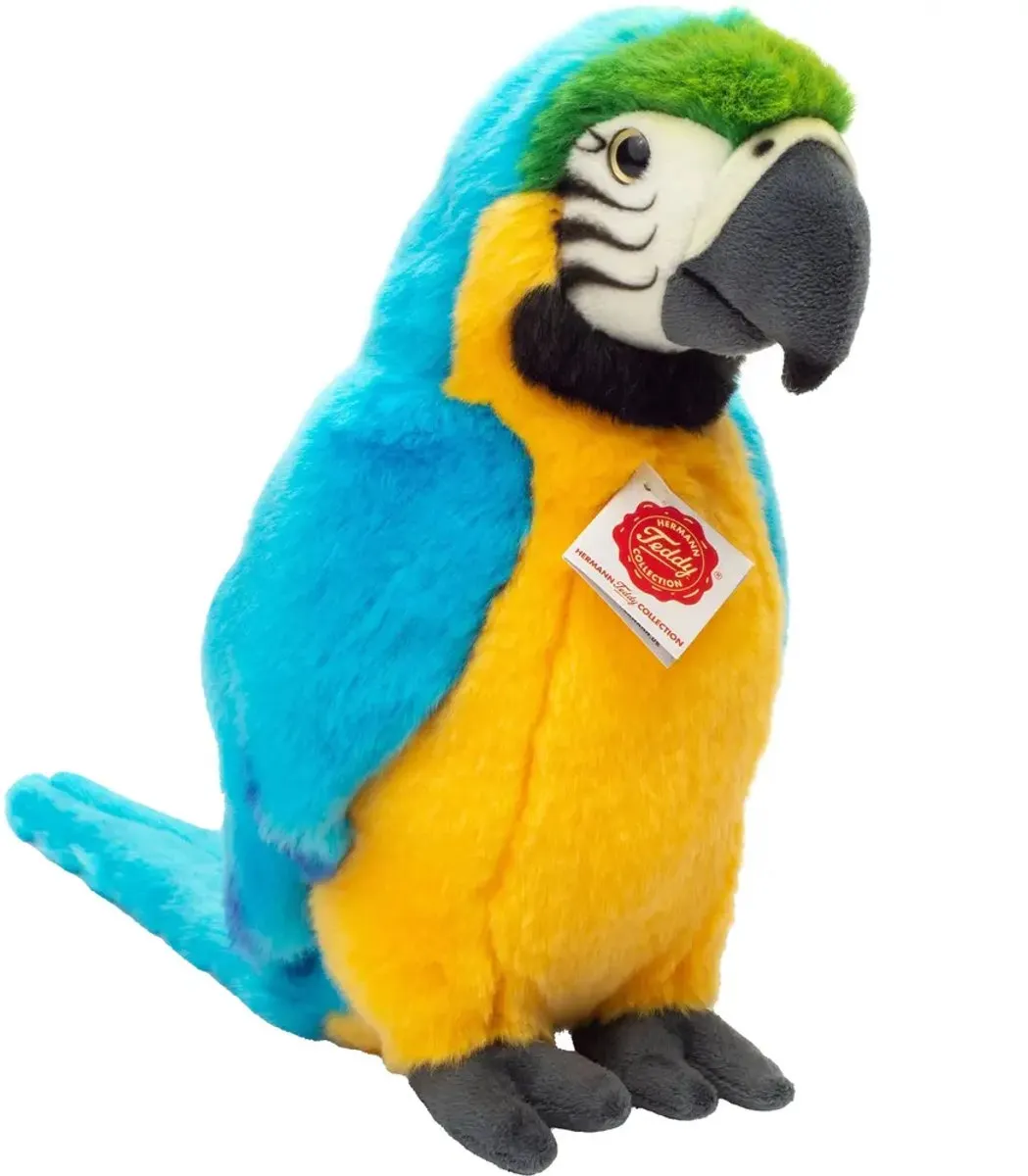 Teddy Hermann Knuffel Papegaai - Blauw/Geel 26cm