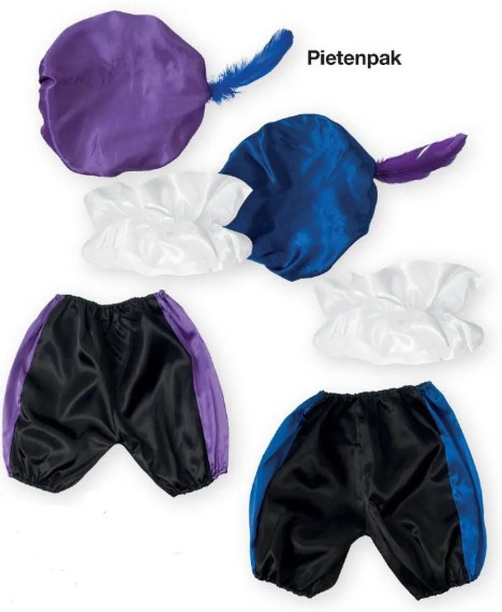 Amsterdam Toys Pietenpak - Broek Kraag Muts - Blauw/Zwart - One Size