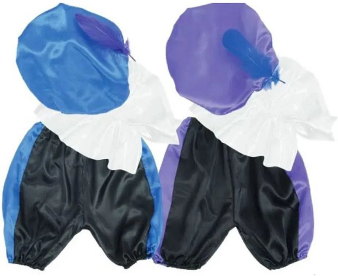 Amsterdam Toys Pietenpak - Broek Kraag Muts - Blauw/Zwart - One Size