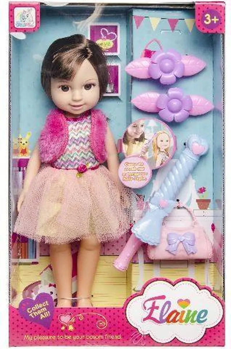 Bellus Toys Pop 'Elaine' Pop met Haaraccessoires - Roze