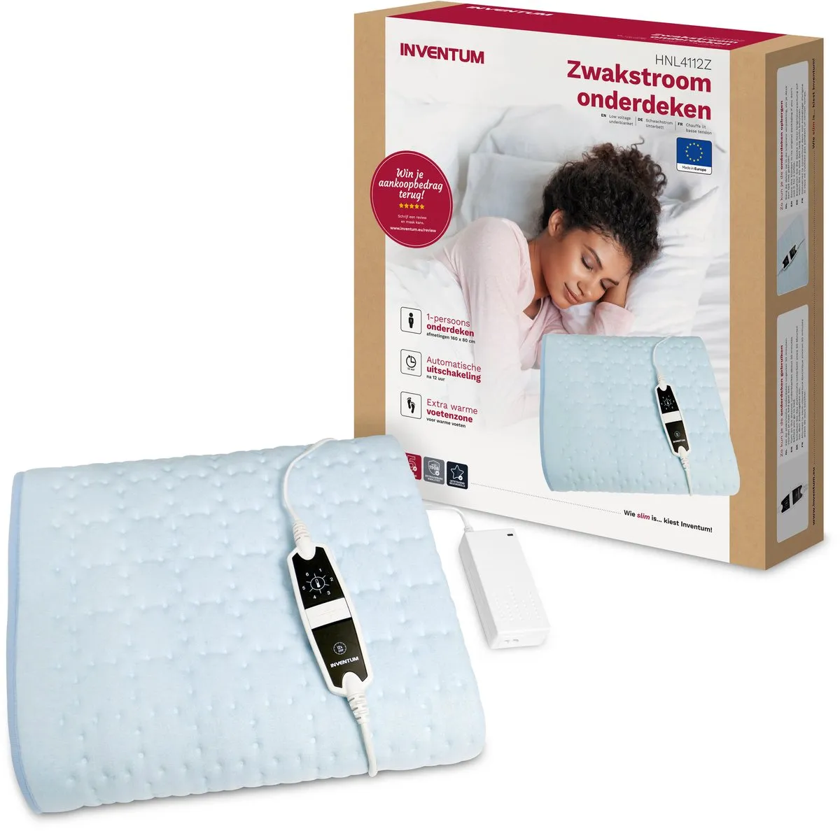 Inventum HNL4112Z Elektrische Onderdeken 160x80cm - Lichtblauw