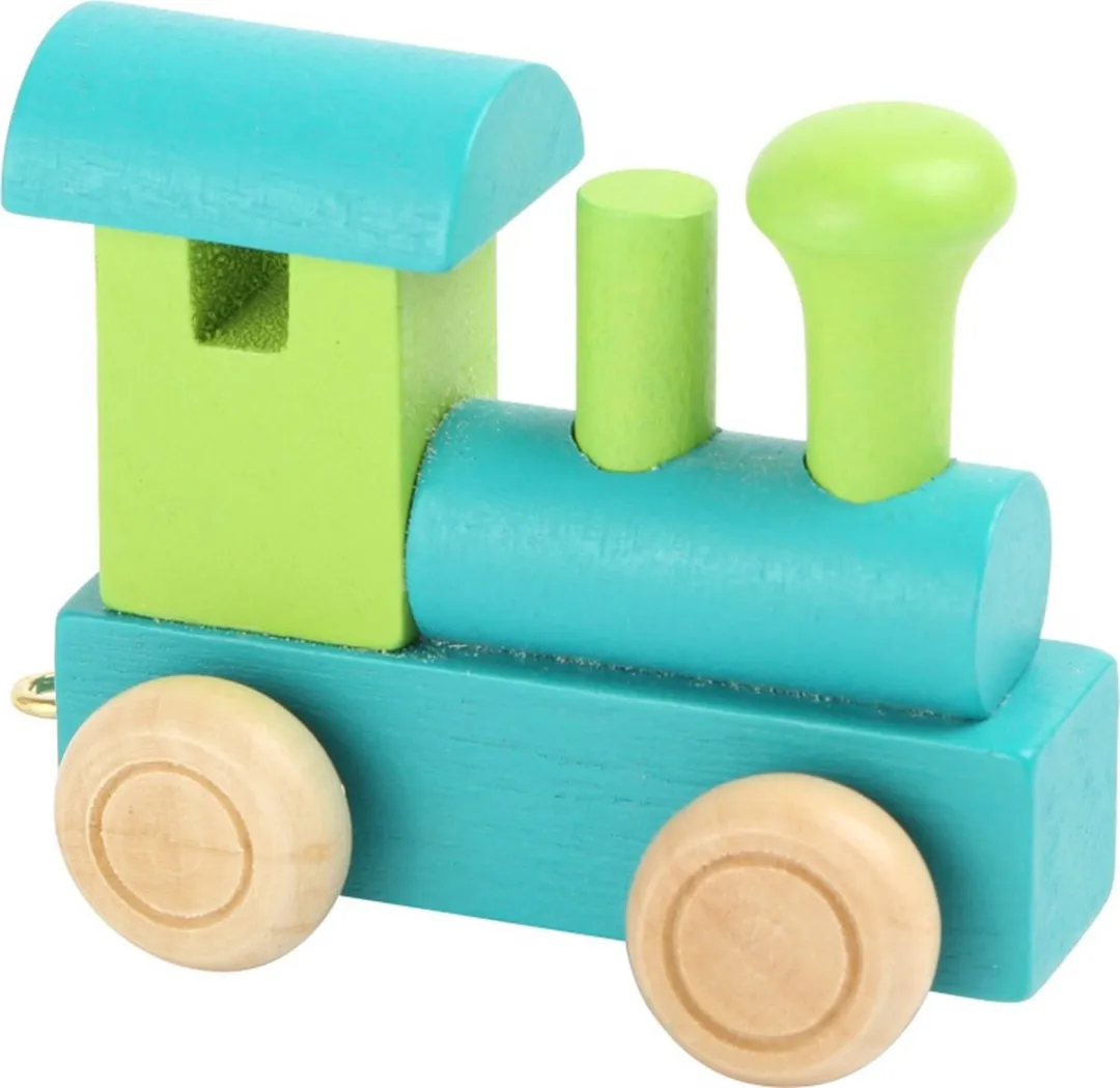 Small Foot Houten Lettertrein Locomotief Groen - 12 Stuks