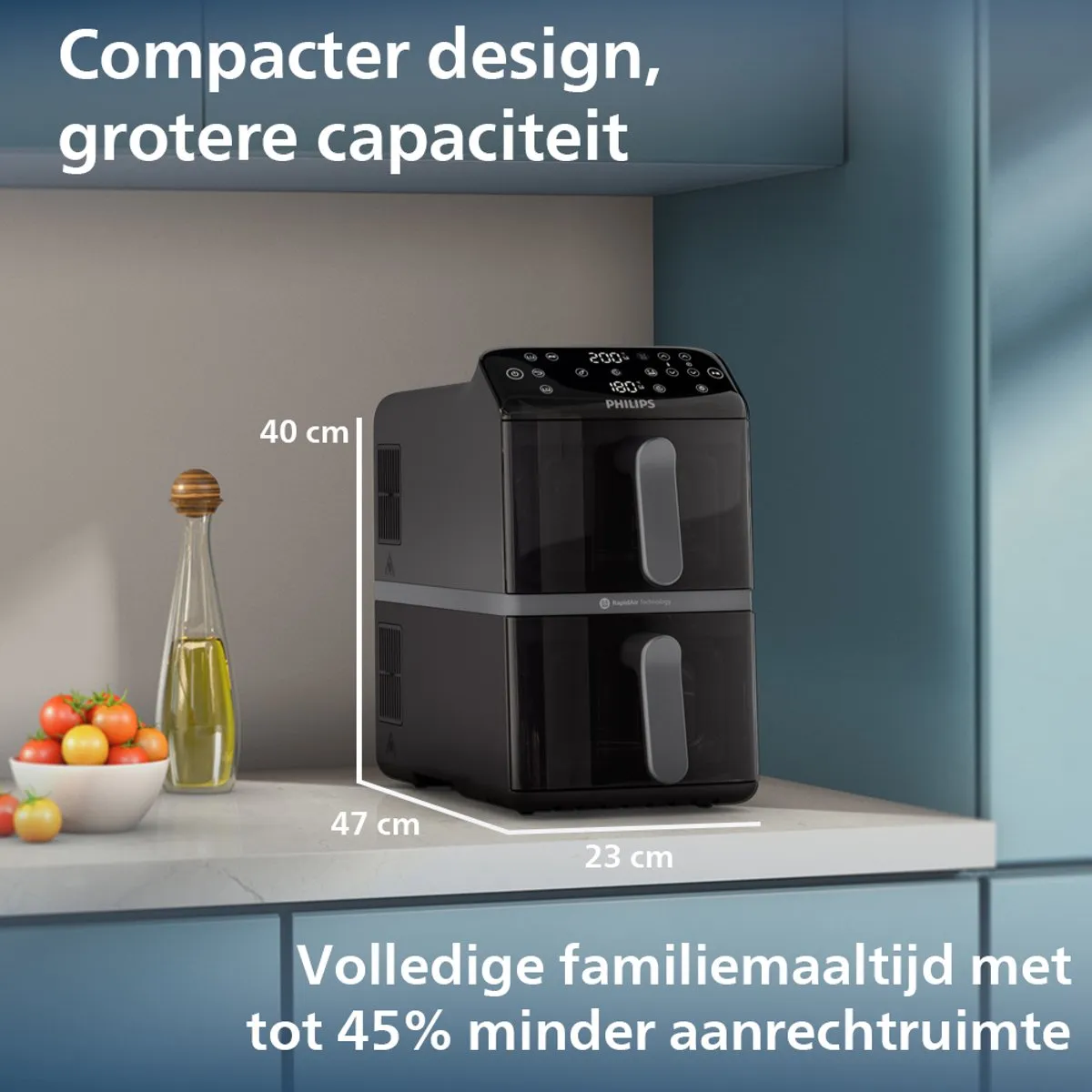 Philips 4000 Series NA460/00 Dual-Stack Airfryer - 10L - Zwart
