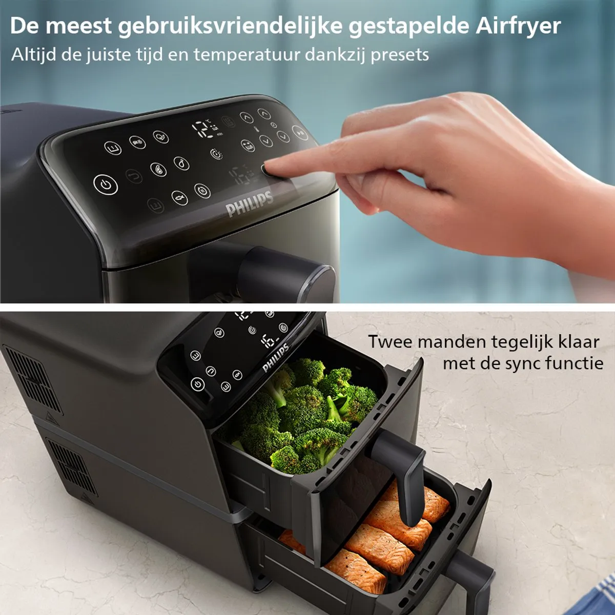 Philips 4000 Series NA460/00 Dual-Stack Airfryer - 10L - Zwart - afbeelding 6 van 6