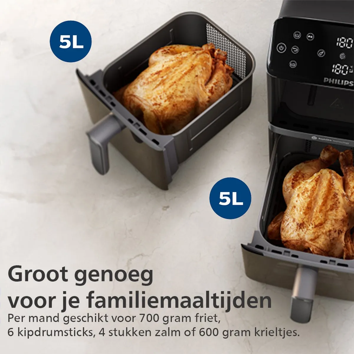 Philips 4000 Series NA460/00 Dual-Stack Airfryer - 10L - Zwart