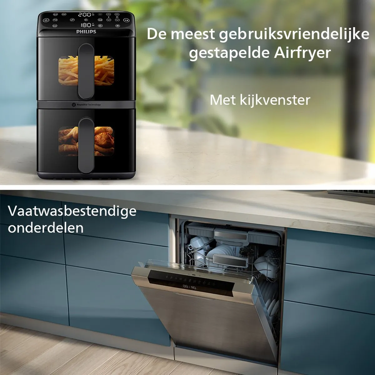 Philips 4000 Series NA460/00 Dual-Stack Airfryer - 10L - Zwart