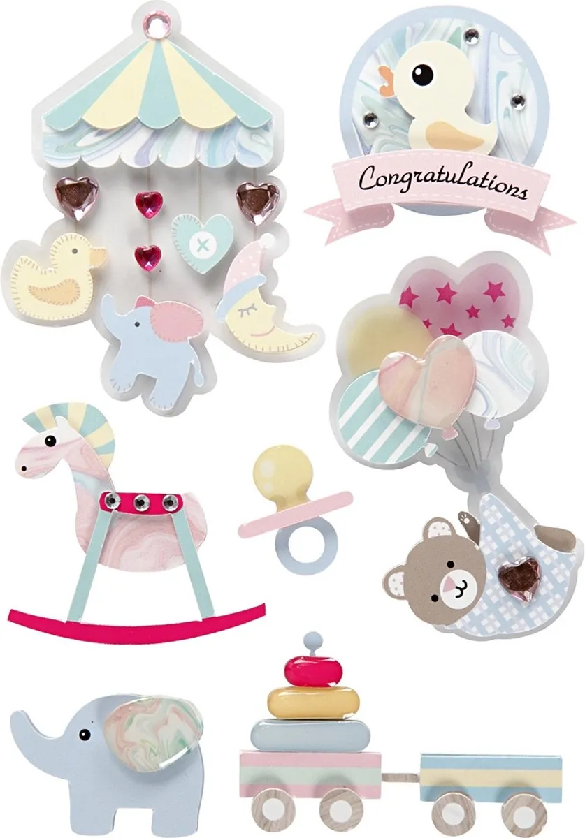 Creativ Company 3D Baby Stickers - 8 Stuks Multicolor