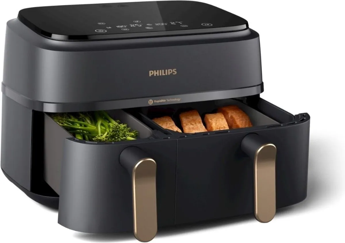 Philips Rapid Air NA352/00 Airfryer - 9L - Dubbele Mand - Houtskool