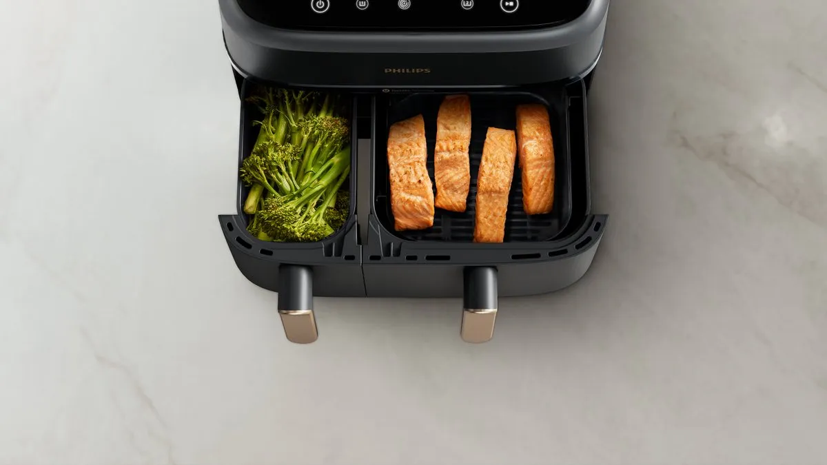 Philips Rapid Air NA352/00 Airfryer - 9L - Dubbele Mand - Houtskool