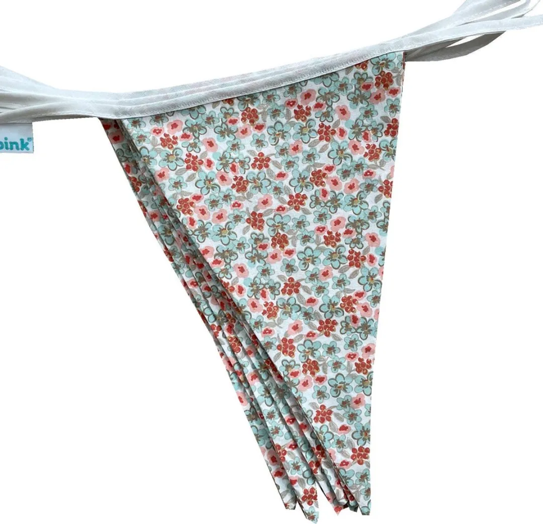 BINK Bedding Stoffen Slinger Bibi L - 5m 9 Vlaggetjes - Roze/Mint/Rood/Wit