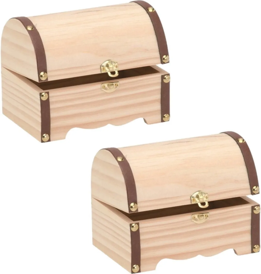 Glorex Hobby Houten Kistjes 2x Ronde Deksel 18x13x13cm