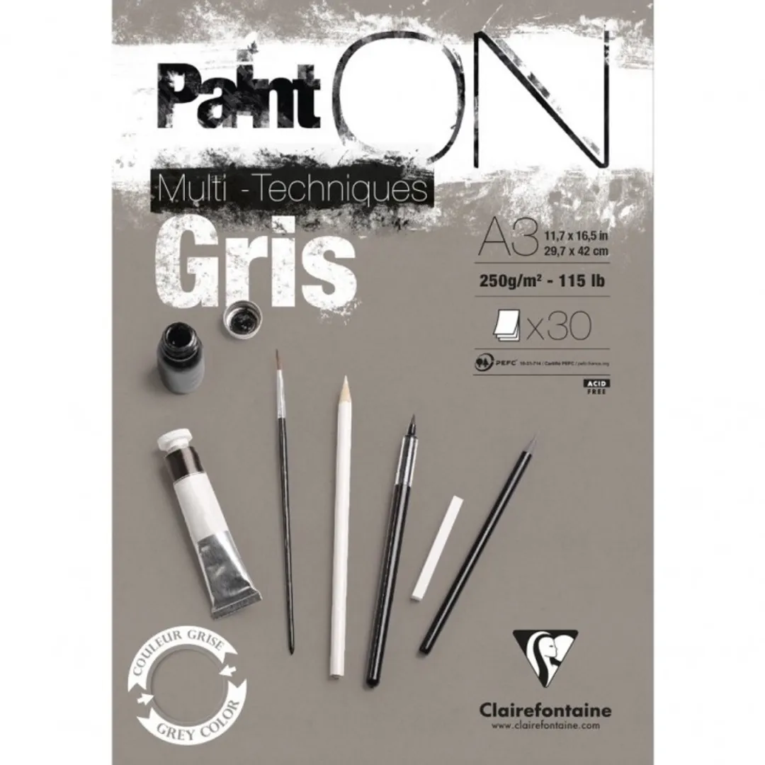 Clairefontaine Paint On Multi-Techniques A3 Grijs - 30 Vel